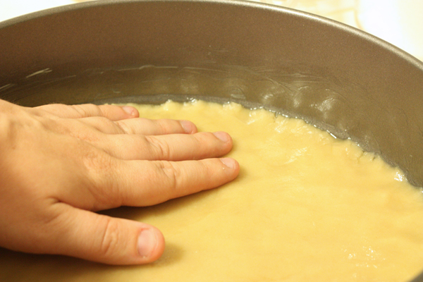 Pressing shortbread dough