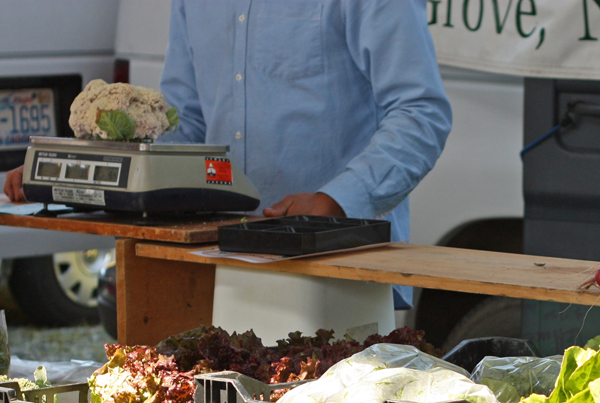 Weighing cauliflower
