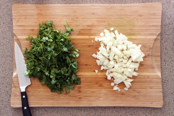 Chopped onions and cilantro